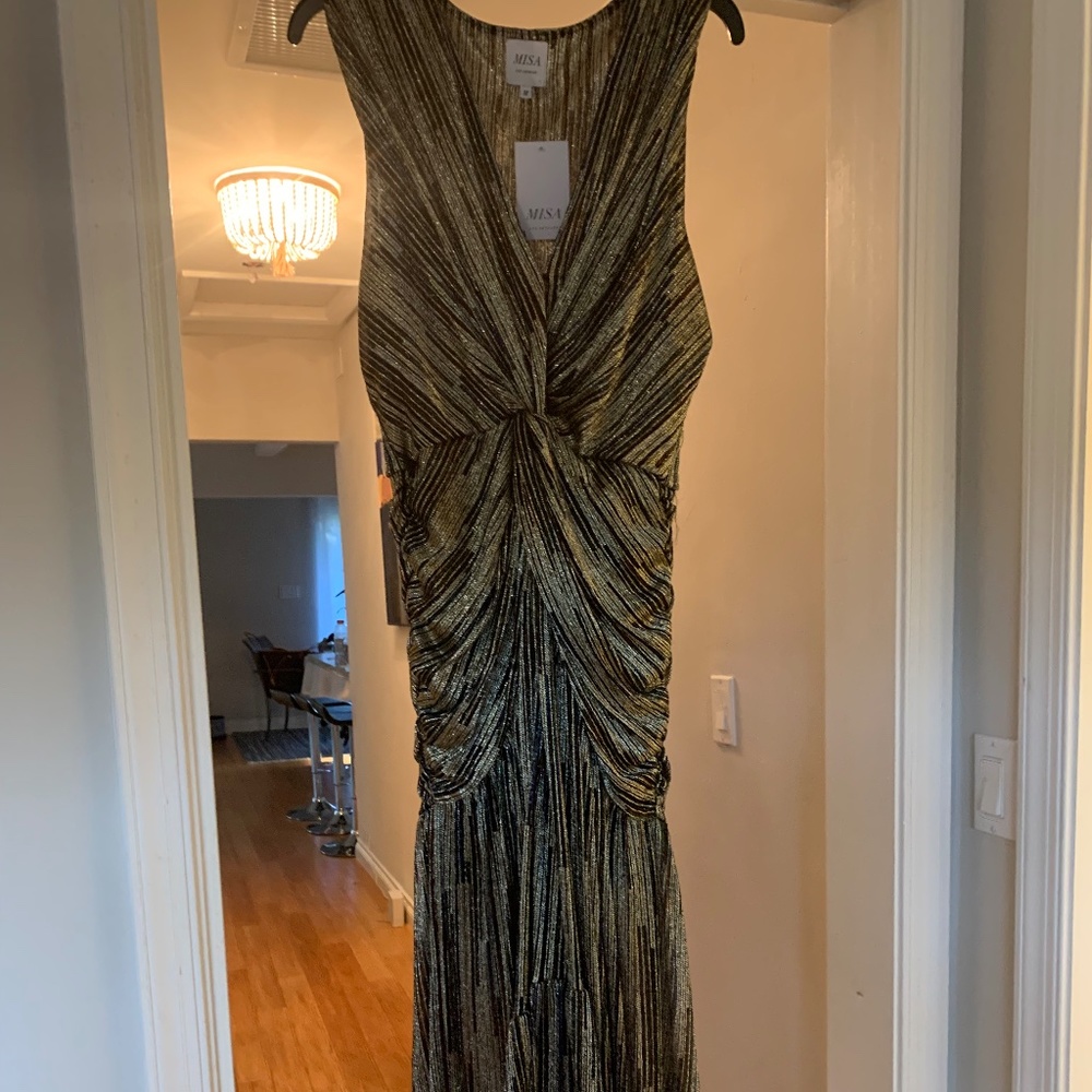 Elegant ruched high low evening dress - New with tags from Saks Fifth Avenue